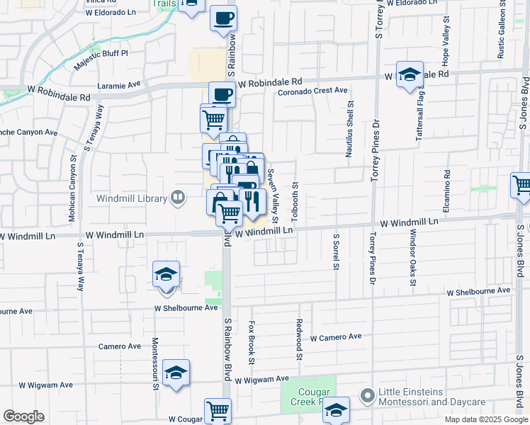 map of restaurants, bars, coffee shops, grocery stores, and more near 6797 Cardoness Street in Las Vegas