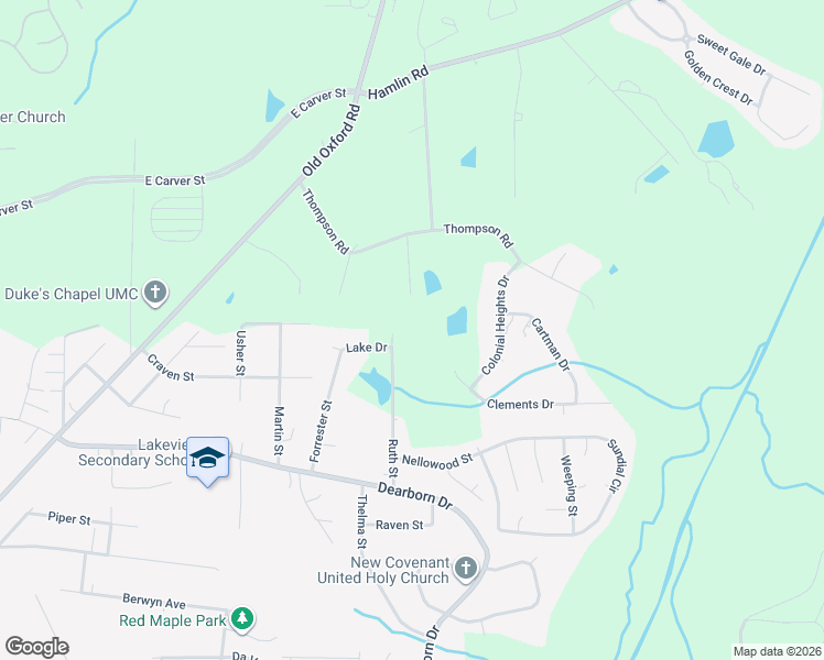 map of restaurants, bars, coffee shops, grocery stores, and more near 3091 Ruth Street in Durham