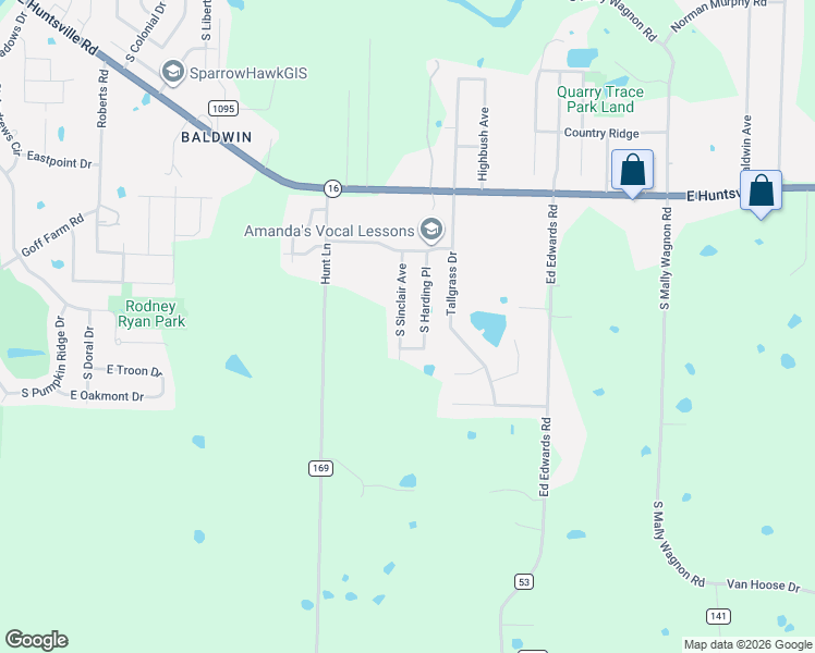 map of restaurants, bars, coffee shops, grocery stores, and more near 1878 South Sinclair Avenue in Fayetteville