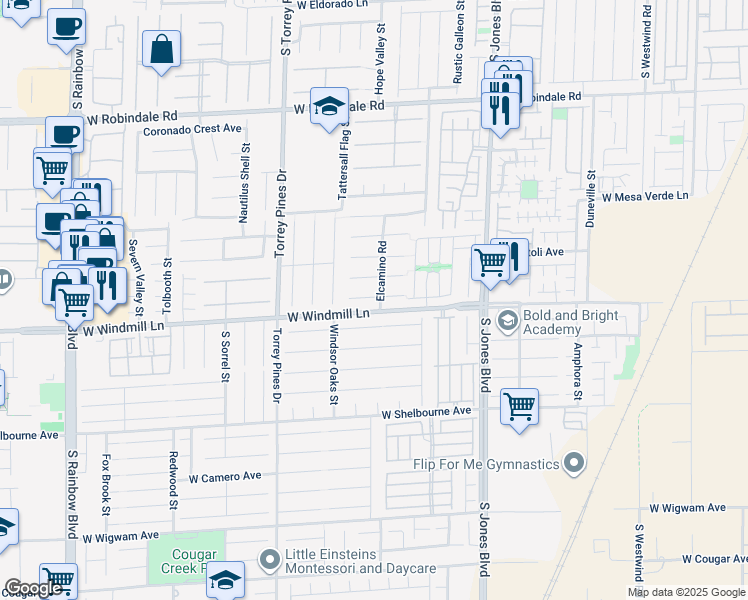 map of restaurants, bars, coffee shops, grocery stores, and more near 6319 Brave Voyager Avenue in Las Vegas