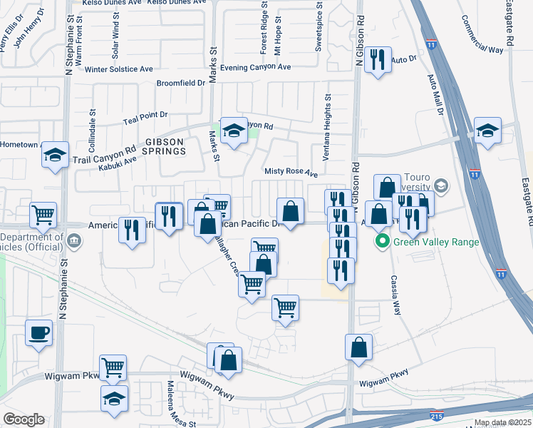 map of restaurants, bars, coffee shops, grocery stores, and more near 195 Winterport Street in Henderson
