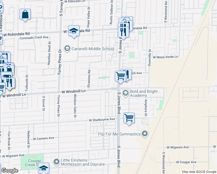 map of restaurants, bars, coffee shops, grocery stores, and more near 6171 Murphys Windmill Avenue in Las Vegas