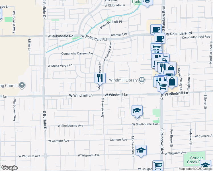 map of restaurants, bars, coffee shops, grocery stores, and more near 7292 Iron Oak Avenue in Las Vegas