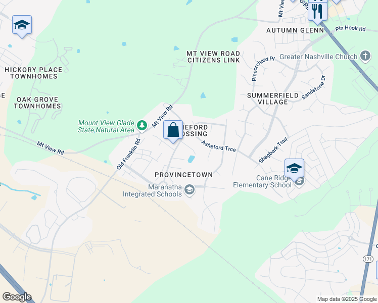 map of restaurants, bars, coffee shops, grocery stores, and more near 3616 Longhaven Crossing in Nashville
