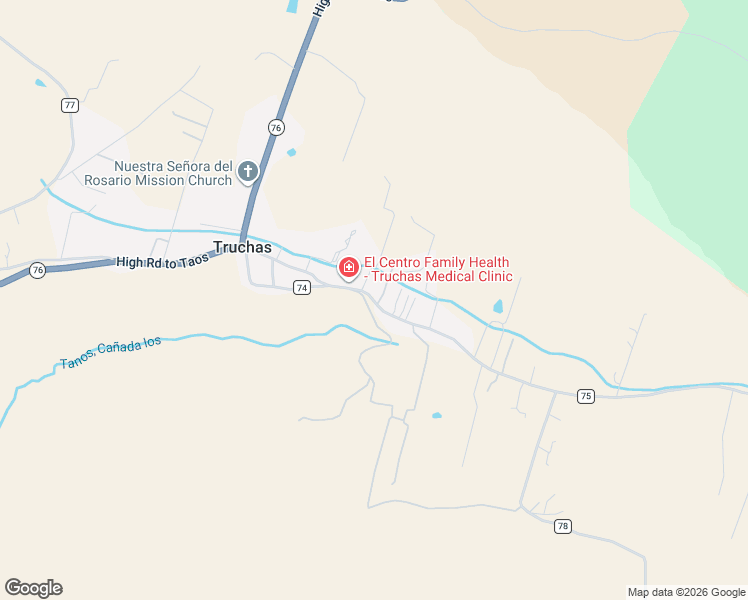 map of restaurants, bars, coffee shops, grocery stores, and more near 78 County Road 75 in Truchas