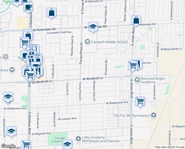 map of restaurants, bars, coffee shops, grocery stores, and more near 8075 Coronado Coast Street in Las Vegas