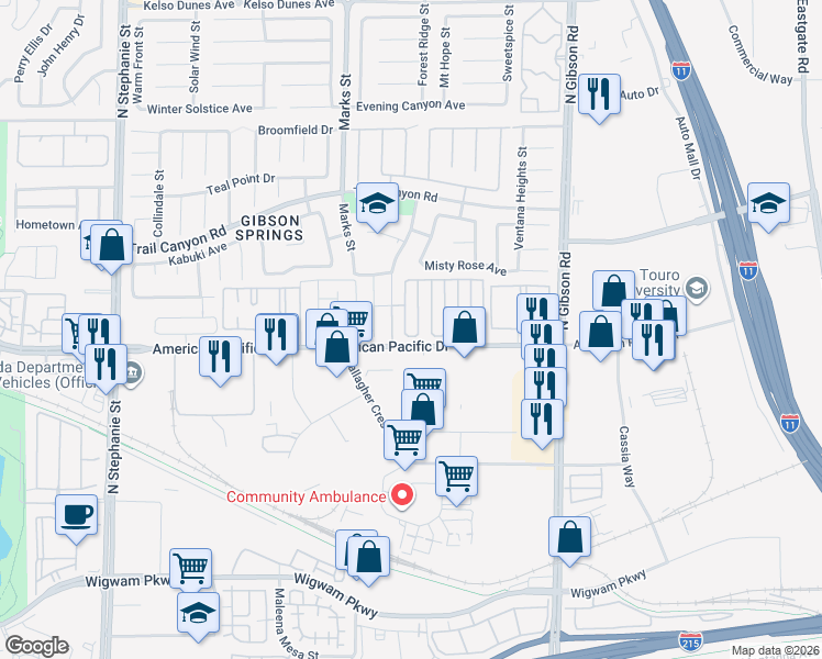 map of restaurants, bars, coffee shops, grocery stores, and more near 198 Bastrop Street in Henderson