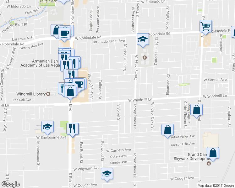 map of restaurants, bars, coffee shops, grocery stores, and more near 6612 Gossamer Fog Avenue in Las Vegas