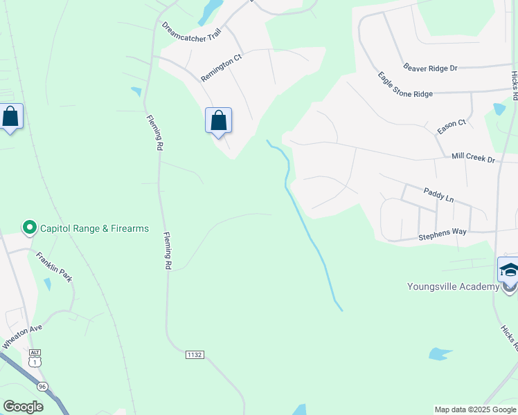 map of restaurants, bars, coffee shops, grocery stores, and more near 137 Fleming Farm Drive in Youngsville