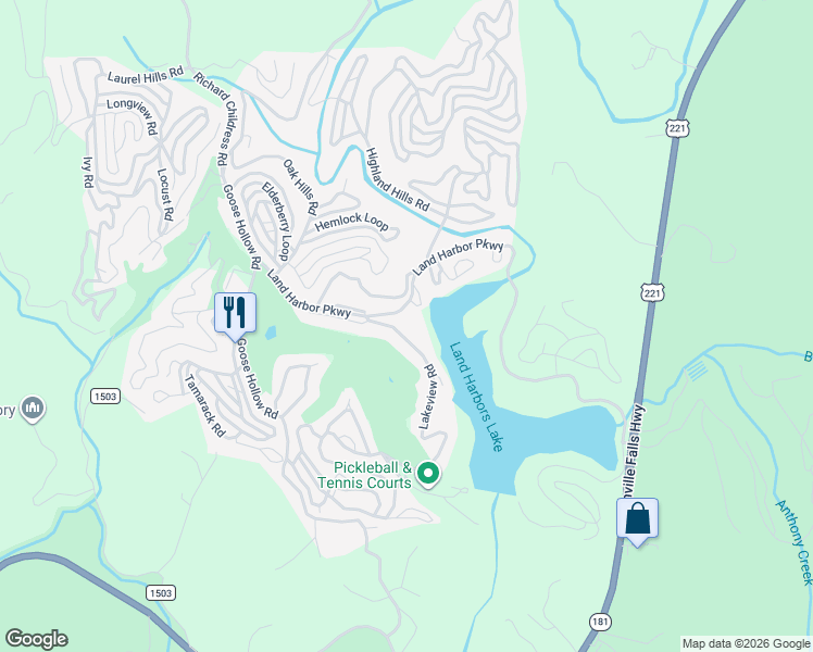 map of restaurants, bars, coffee shops, grocery stores, and more near 139 Lakeview Road in Newland