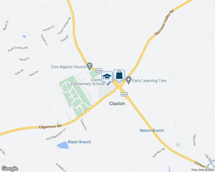 map of restaurants, bars, coffee shops, grocery stores, and more near 2218 Clinton Highway in Powell