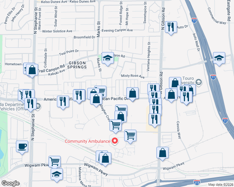 map of restaurants, bars, coffee shops, grocery stores, and more near 198 Bastrop Street in Henderson