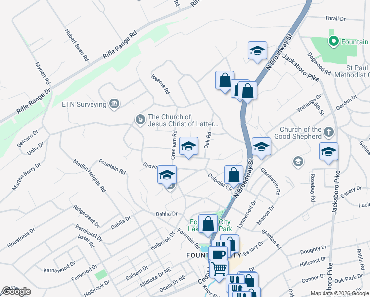 map of restaurants, bars, coffee shops, grocery stores, and more near 2911 Montbelle Drive in Knoxville