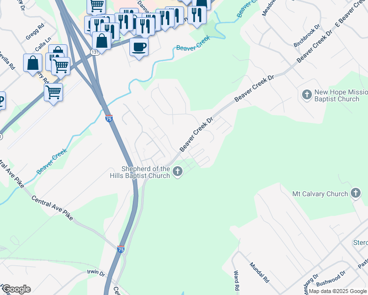 map of restaurants, bars, coffee shops, grocery stores, and more near 7100 Allison Way in Knoxville