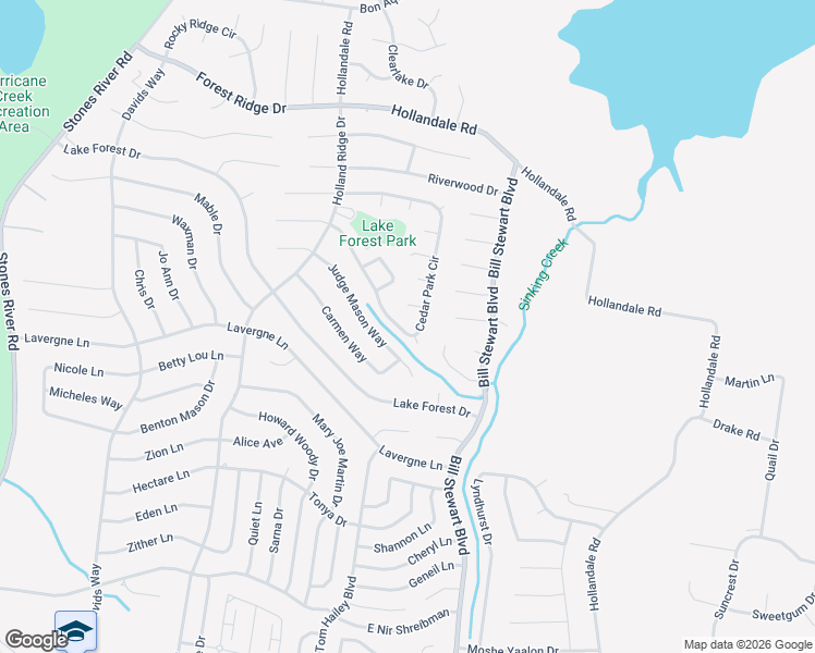 map of restaurants, bars, coffee shops, grocery stores, and more near 463 Cedar Park Circle in La Vergne