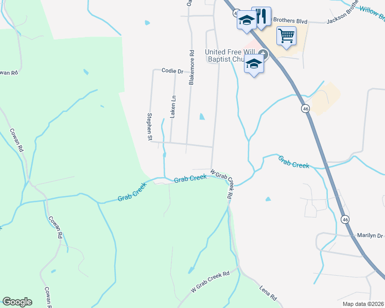 map of restaurants, bars, coffee shops, grocery stores, and more near 833 Blakemore Road in Dickson