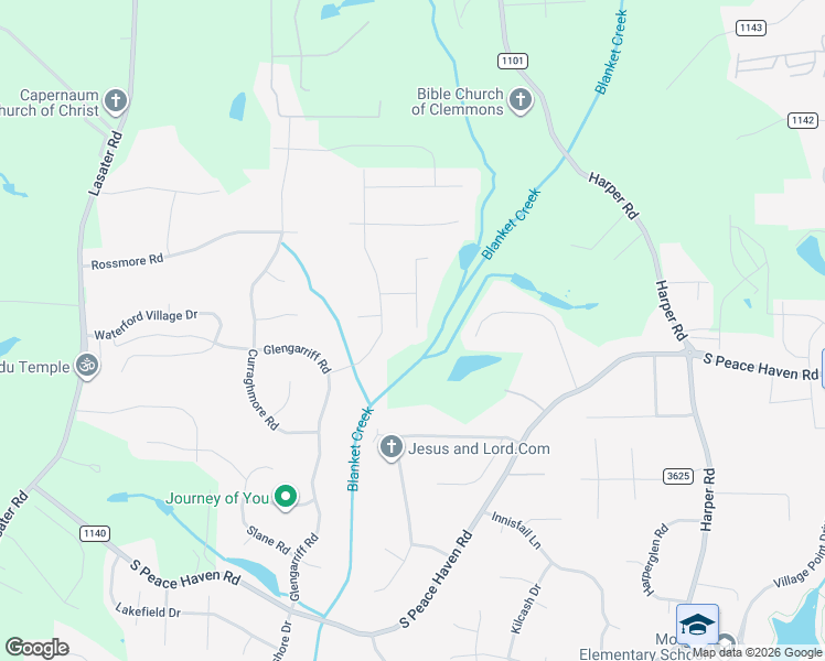 map of restaurants, bars, coffee shops, grocery stores, and more near 105 Ashbourne Lake Court in Clemmons