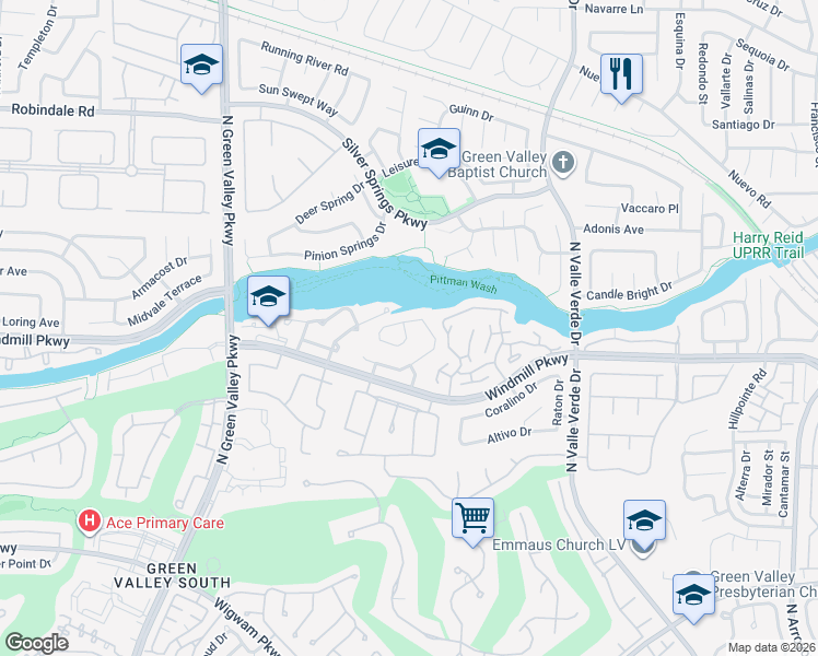 map of restaurants, bars, coffee shops, grocery stores, and more near 2042 Angel Falls Drive in Henderson