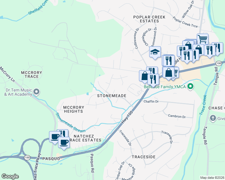 map of restaurants, bars, coffee shops, grocery stores, and more near in Nashville