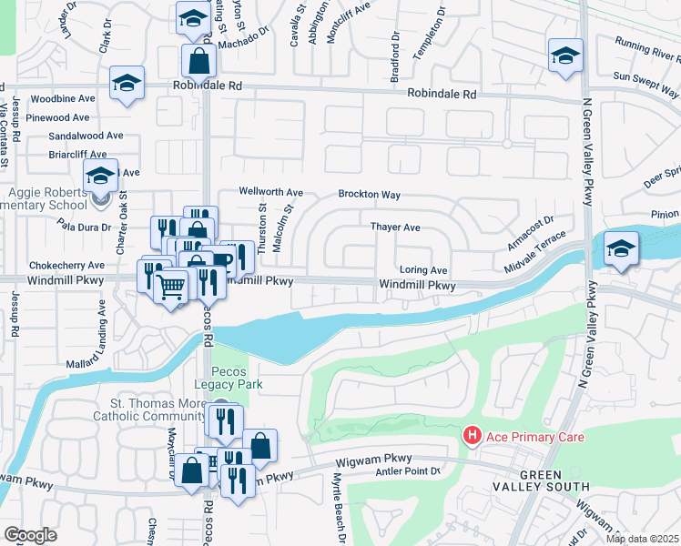 map of restaurants, bars, coffee shops, grocery stores, and more near 2415 Goshen Avenue in Henderson