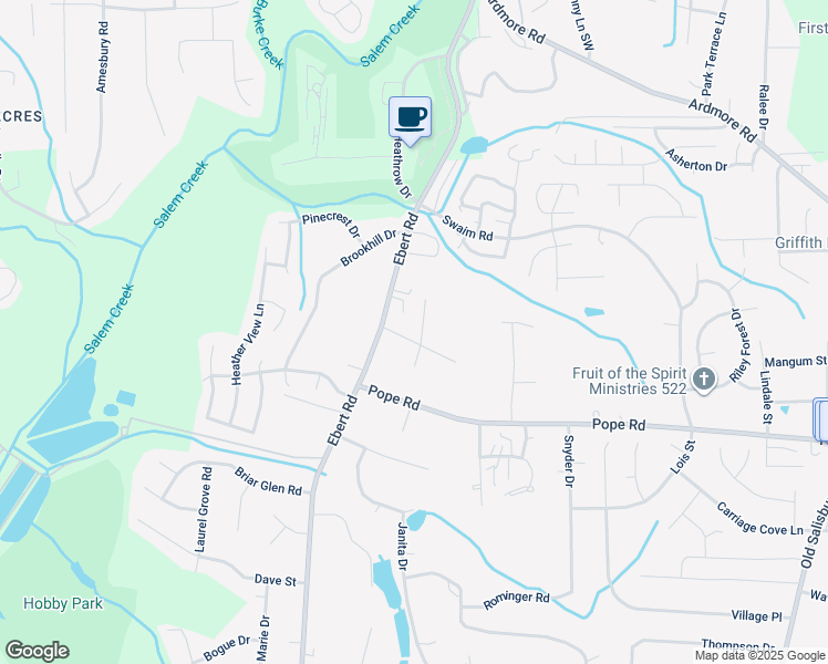 map of restaurants, bars, coffee shops, grocery stores, and more near 2041 Glovenia Drive in Winston-Salem