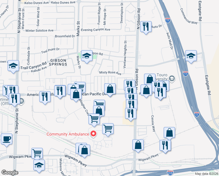 map of restaurants, bars, coffee shops, grocery stores, and more near 200 Luninborg Street in Henderson