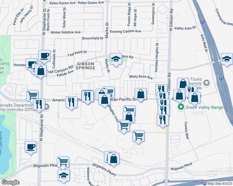 map of restaurants, bars, coffee shops, grocery stores, and more near 202 Teller Street in Henderson
