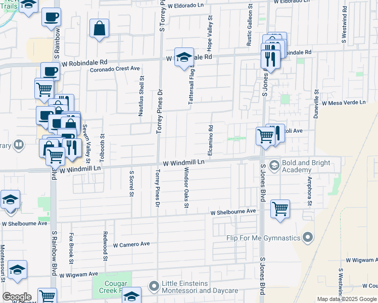 map of restaurants, bars, coffee shops, grocery stores, and more near 8064 Coronado Coast Street in Las Vegas