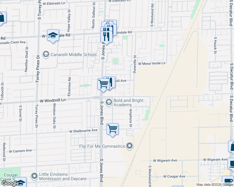 map of restaurants, bars, coffee shops, grocery stores, and more near 8086 Kings Ransom Street in Las Vegas