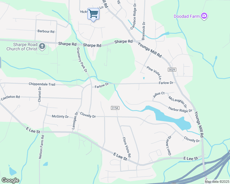 map of restaurants, bars, coffee shops, grocery stores, and more near 4210 Farlow Drive in Greensboro