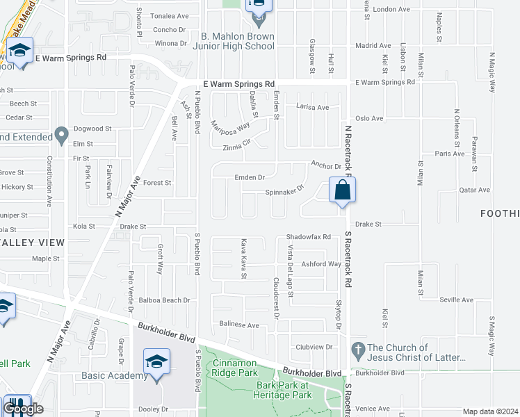 map of restaurants, bars, coffee shops, grocery stores, and more near 855 Schooner Drive in Henderson