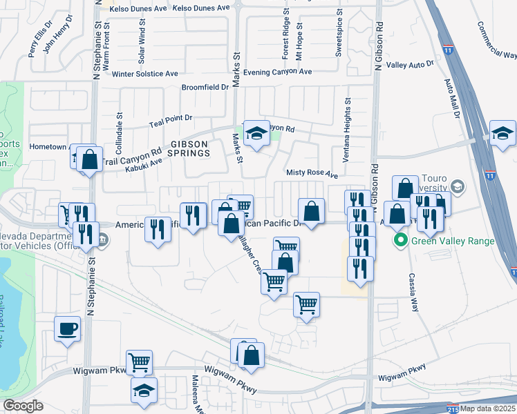 map of restaurants, bars, coffee shops, grocery stores, and more near 202 Teller Street in Henderson