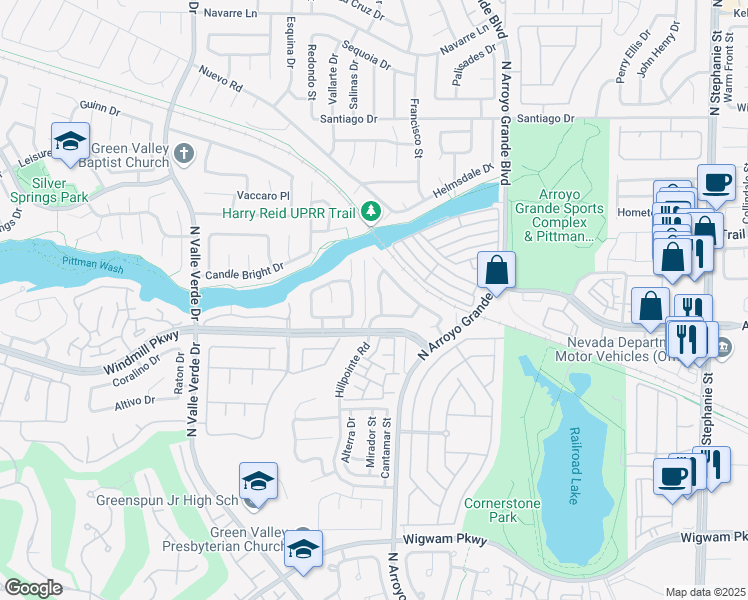 map of restaurants, bars, coffee shops, grocery stores, and more near 209 Turkey Creek Way in Henderson