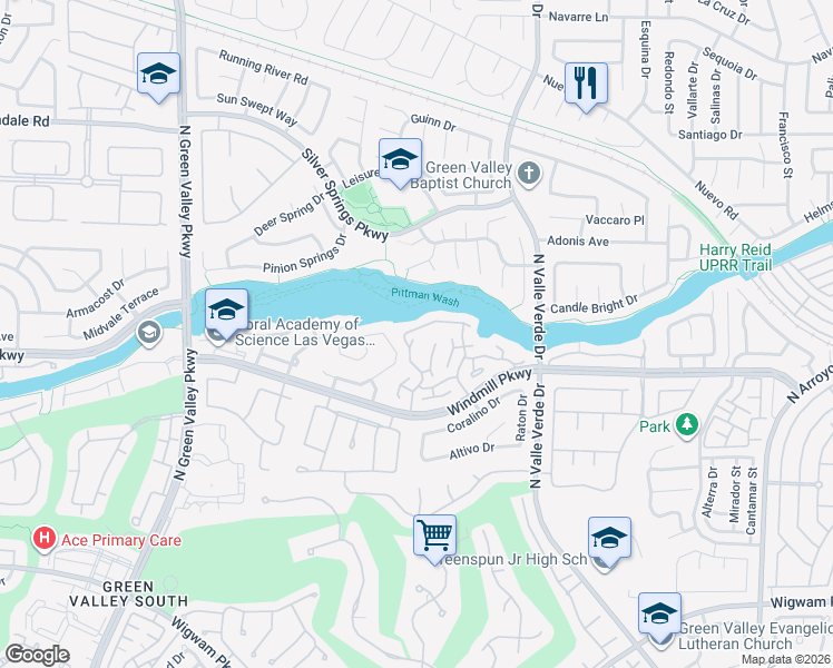 map of restaurants, bars, coffee shops, grocery stores, and more near 256 Garfield Drive in Henderson