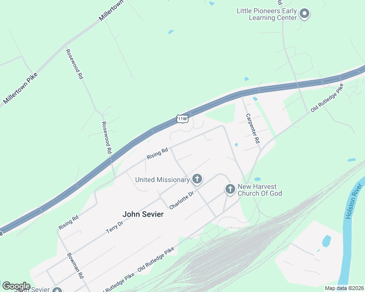 map of restaurants, bars, coffee shops, grocery stores, and more near 1704 John Sevier School Road in Knoxville