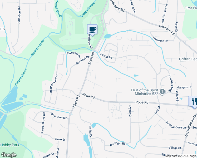map of restaurants, bars, coffee shops, grocery stores, and more near 3723 Fieldcrest Road in Winston-Salem