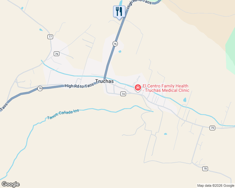 map of restaurants, bars, coffee shops, grocery stores, and more near County Road 79 in Truchas