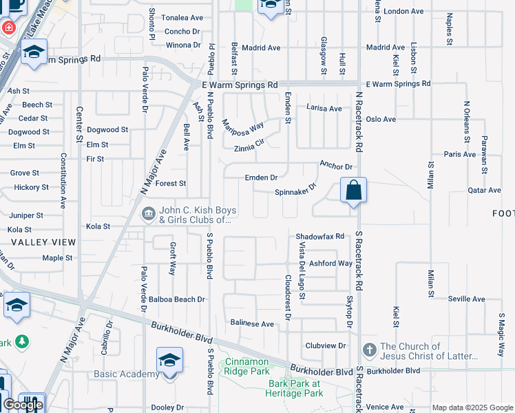 map of restaurants, bars, coffee shops, grocery stores, and more near 110 Spinnaker Drive in Henderson
