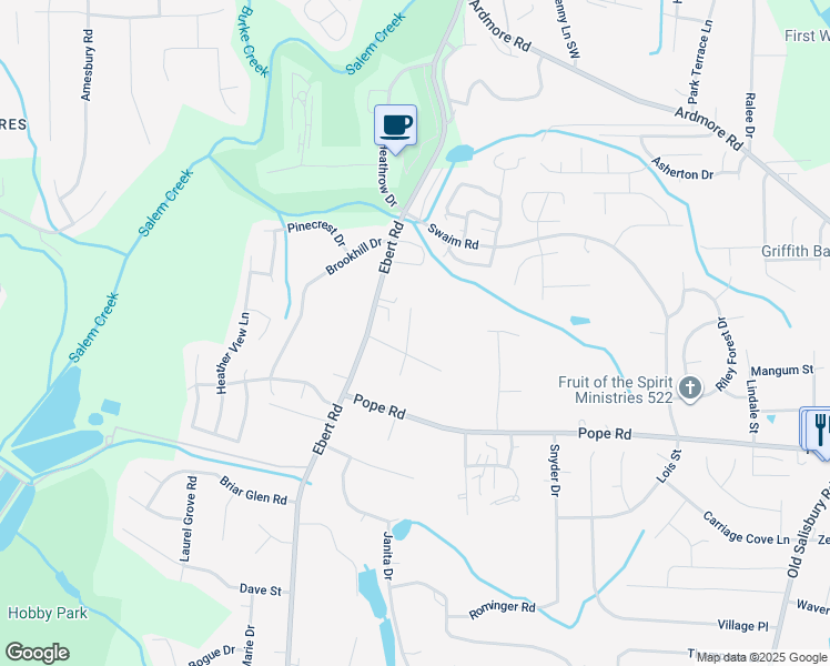 map of restaurants, bars, coffee shops, grocery stores, and more near 3723 Fieldcrest Road in Winston-Salem