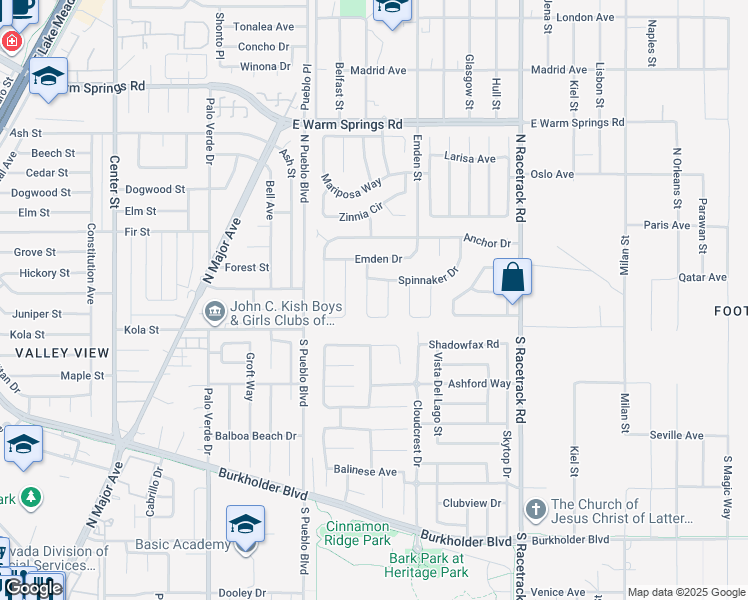map of restaurants, bars, coffee shops, grocery stores, and more near 110 Spinnaker Drive in Henderson