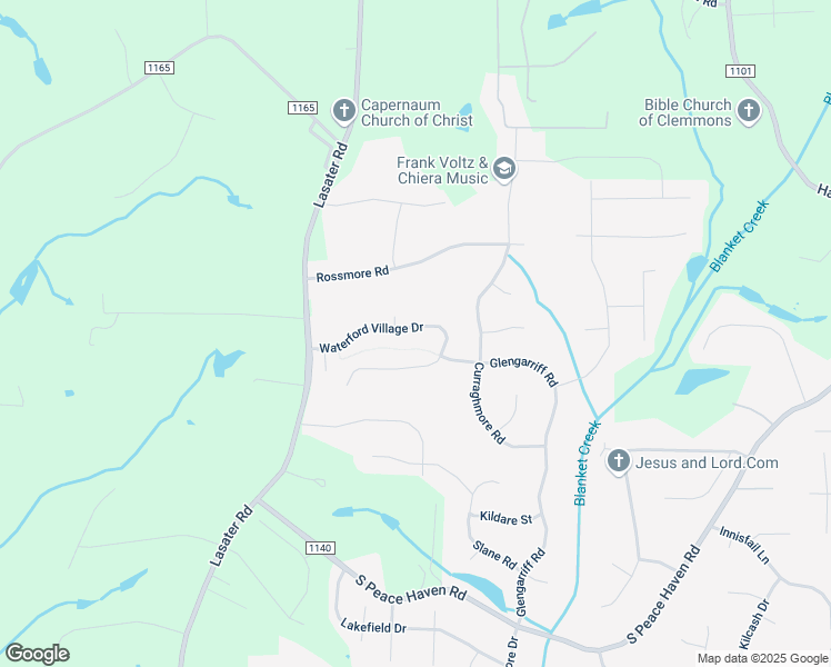 map of restaurants, bars, coffee shops, grocery stores, and more near 2087 Waterford Village Drive in Clemmons