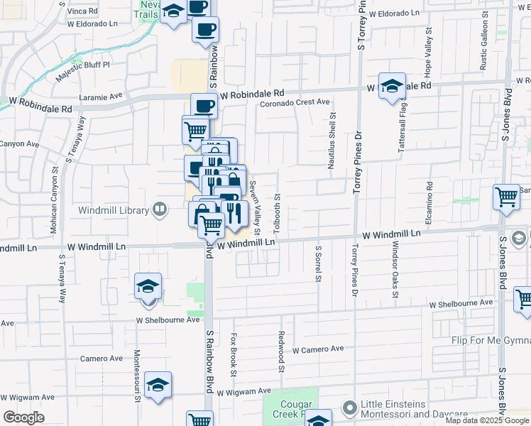 map of restaurants, bars, coffee shops, grocery stores, and more near 7986 Severn Valley Street in Las Vegas