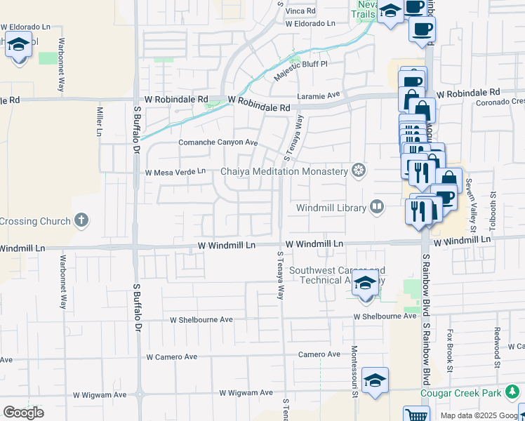map of restaurants, bars, coffee shops, grocery stores, and more near 7404 Longhorn Lodge Avenue in Las Vegas