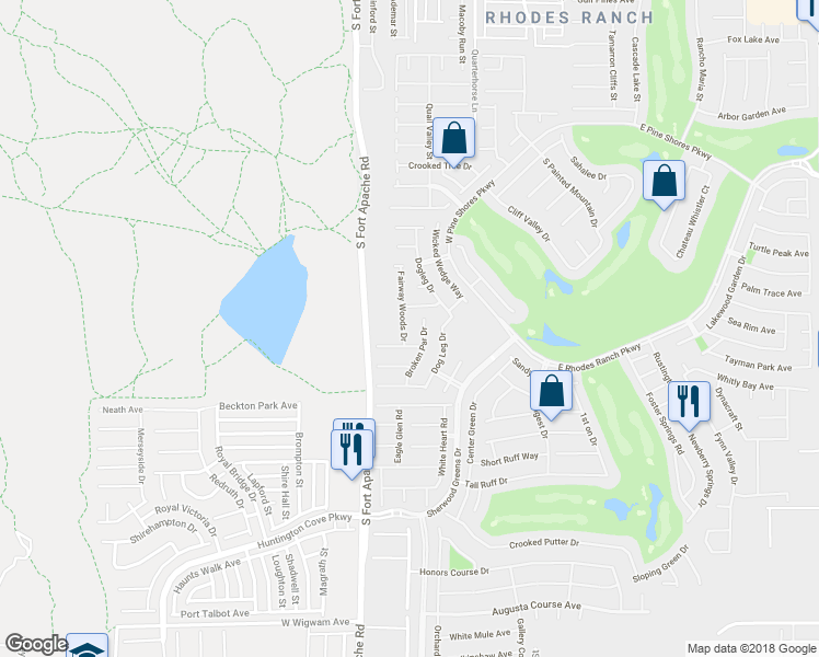 map of restaurants, bars, coffee shops, grocery stores, and more near 286 Fairway Woods Drive in Las Vegas