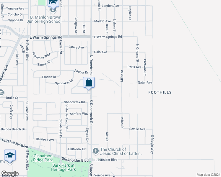 map of restaurants, bars, coffee shops, grocery stores, and more near 132 North Lisbon Street in Henderson