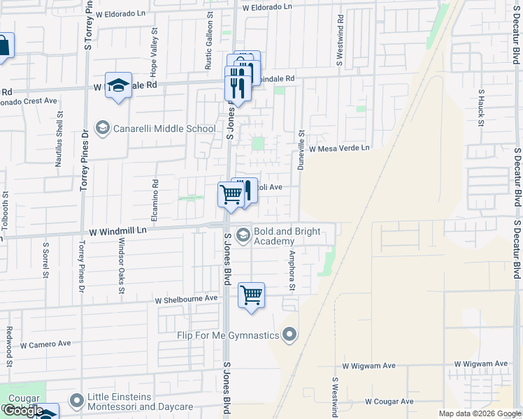 map of restaurants, bars, coffee shops, grocery stores, and more near 5994 Secret Island Drive in Las Vegas