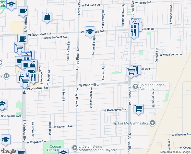 map of restaurants, bars, coffee shops, grocery stores, and more near 6377 Bold Regatta Court in Las Vegas
