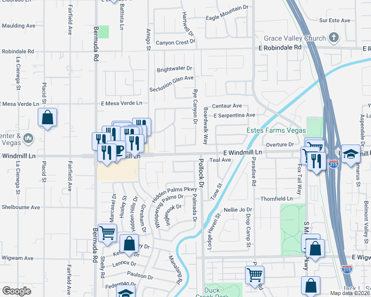 map of restaurants, bars, coffee shops, grocery stores, and more near 735 Stonecliff Way in Las Vegas