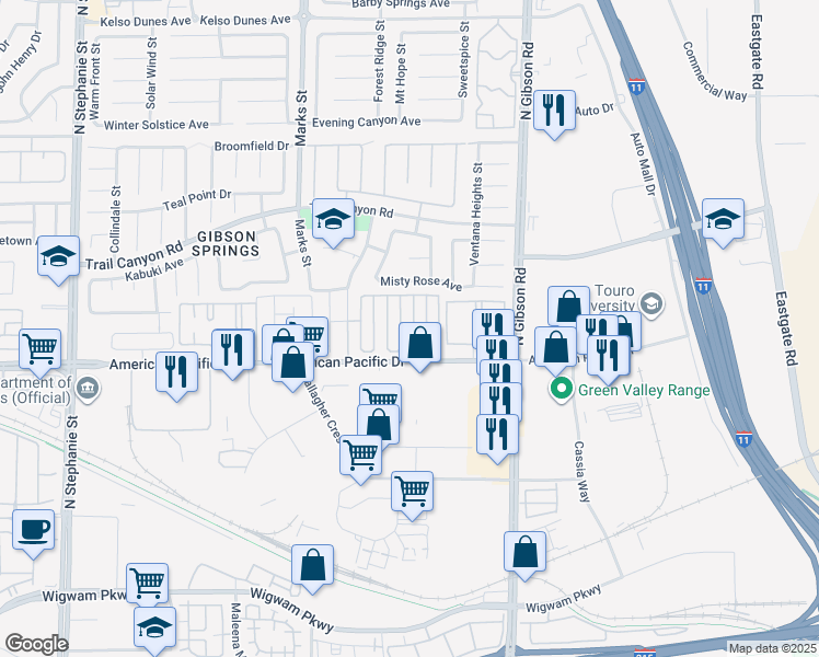 map of restaurants, bars, coffee shops, grocery stores, and more near 205 Luninborg Street in Henderson