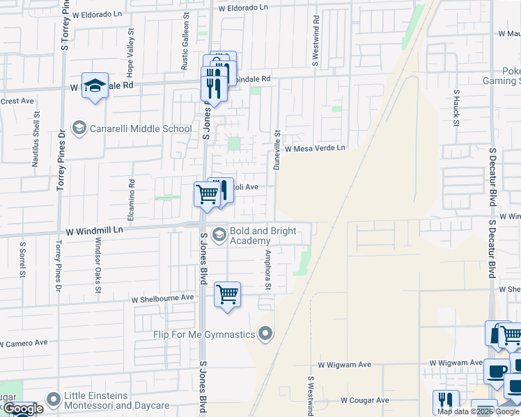 map of restaurants, bars, coffee shops, grocery stores, and more near 5892 Secret Island Drive in Las Vegas